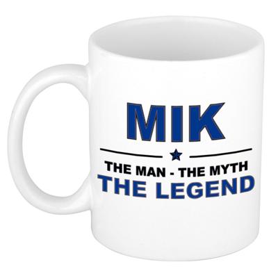 Mik cadeau mok - man myth legend - naam koffiemok / beker - wit en blauw - 300 ml