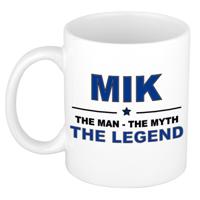 Mik cadeau mok - man myth legend - naam koffiemok / beker - wit en blauw - 300 ml