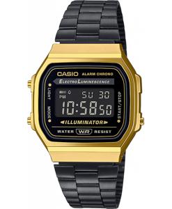 Casio A168WEGB-1BEF Horloge Kwarts (l x b x h) 38.6 x 36.3 x 9.6 mm Goud Materiaal (behuizing): Hars Materiaal (armband): RVS