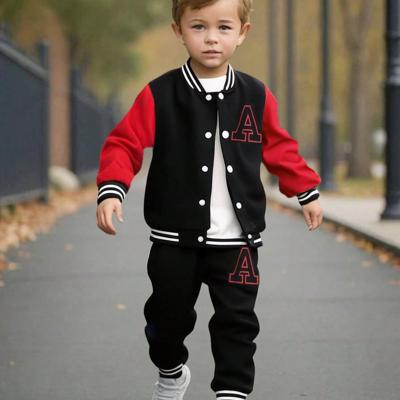 Boys 2-Piece Varsity Letter A Knit Jacket and Sweatpants Set Black / 7Y