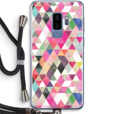 Gekleurde driehoekjes: Samsung Galaxy S9 Plus Transparant Hoesje met koord