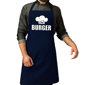 Chef burger schort / keukenschort navy heren