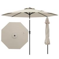270 cm Grote Terrasparasol Kantelbare Marktscherm met Zwengel Zonbestendige Tafelparasol Parasol voor Tuin Strand Beige