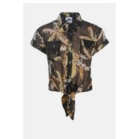 Jill & Mitch by Shoeby semi-transparante geweven blouse Tara zwart/goud/lichtgeel - thumbnail