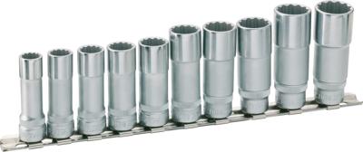 HAZET Twaalfkant-dopsleutelset 880TZ/10H · 3/8 inch (10 mm) vierkant hol · Buitentwaalfkant profiel · 10-delig · 10 · 11 · 12 · 13 · 14 · 15 · 16 · 17