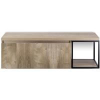 Frozen 3D Badmeubelset 140 cm - Greeplijst in Kleur - Zwart Frame - Wastafelbovenblad Grain Oak