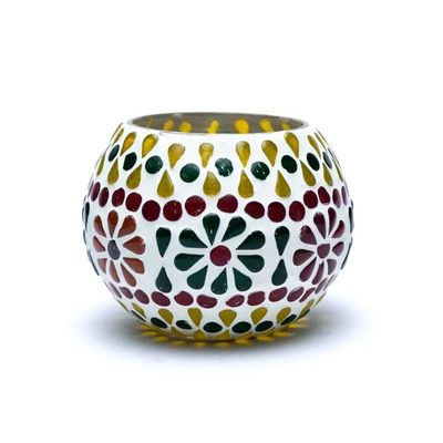 Sfeerlicht Mosaïek Waxinelichthouder Bloemen - 7 cm