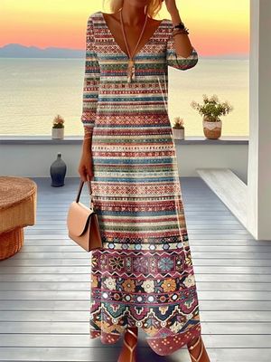 Vintage Ethnic V Neck Dress Vintage Ethnic V Neck Dress