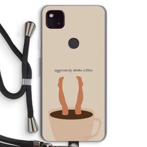 Aggressively drinks coffee: Pixel 4a 5G Transparant Hoesje met koord