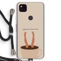 Aggressively drinks coffee: Pixel 4a 5G Transparant Hoesje met koord