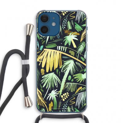 Tropical Palms Dark: iPhone 12 mini Transparant Hoesje met koord