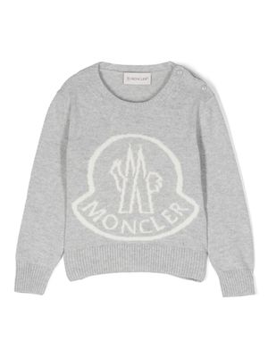 Moncler Enfant pull en maille à logo imprimé - Gris