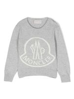 Moncler Enfant pull en maille à logo imprimé - Gris