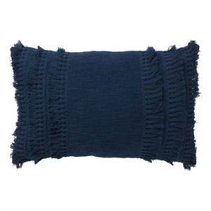 Dutch Decor - FARA - Kussenhoes 40x60 cm - 100% katoen - met franjes - Insignia Blue - donkerblauw