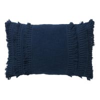 Dutch Decor - FARA - Kussenhoes 40x60 cm - 100% katoen - met franjes - Insignia Blue - donkerblauw