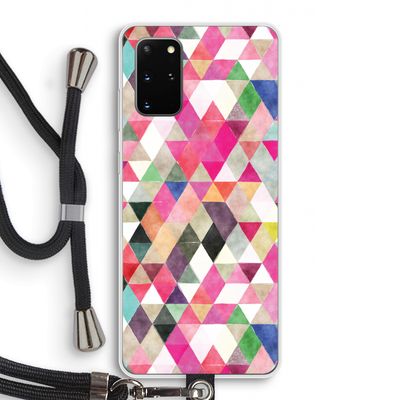 Gekleurde driehoekjes: Samsung Galaxy S20 Plus Transparant Hoesje met koord