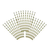 Gestreepte rietjes van papier - goud/wit - 50x stuks - Verjaardag party drinkrietjes