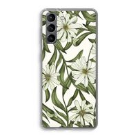 Wit bloemenpatroon: Samsung Galaxy S21 Transparant Hoesje