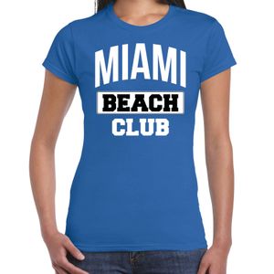 Miami beach club zomer t-shirt blauw voor dames