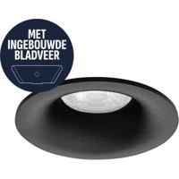 Spot Armatuur GU10 - Pragmi Vanta - GU10 Inbouwspot met Bladveren - Rond - Zwart - Aluminium - Ø82mm