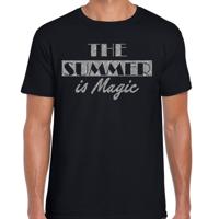 Toppers verkleed T-shirt heren - The summer is Magic - zwart - glitter zilver - Tropische feestkledi