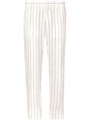 Dolce & Gabbana pantalon en lin à fines rayures - Blanc