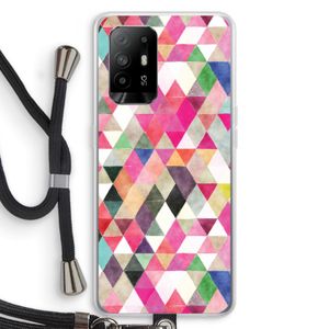 Gekleurde driehoekjes: Oppo A94 5G Transparant Hoesje met koord