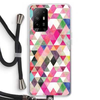 Gekleurde driehoekjes: Oppo A94 5G Transparant Hoesje met koord