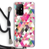 Gekleurde driehoekjes: Oppo A94 5G Transparant Hoesje met koord