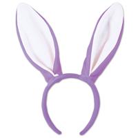 Diadeem konijnen oren - paars/wit - volwassenen - bunny oren haarband