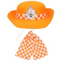 Folat - verkleed setje - Oranje - Engelse politie pet/geblokte das - volwassenen