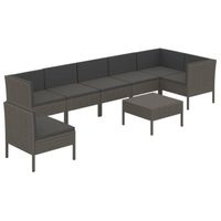 vidaXL 8-delige Loungeset met kussens poly rattan grijs - thumbnail