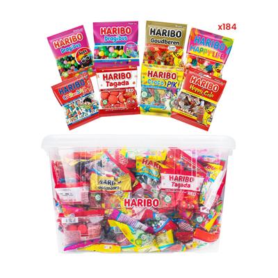 Haribo Mega-Fête ULTRA snoepzakjes box - strooigoed - 184 zakjes - 8k Haribo Mega-Fête ULTRA snoepzakjes box - strooigoed - 184 zakjes - 8k