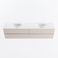 MONDIAZ VICA 200cm badmeubel onderkast Linen 4 lades. Wastafel MOON dubbel 2 kraangaten, kleur Talc.