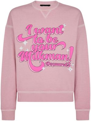 DSQUARED2 sweat en coton à slogan imprimé - Rose