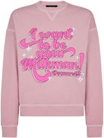 DSQUARED2 sweat en coton à slogan imprimé - Rose - thumbnail