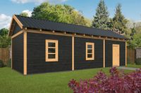 Lariks/Douglas Overkapping Hamar L type 8 zwart 690x395 cm- Zadeldak- Onbehandeld lariks Douglas hout- Tuindeco
