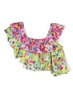 MSGM Kids blouse volantée à fleurs - Vert