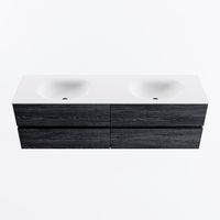 MONDIAZ VICA 160cm badmeubel onderkast Antracite 4 lades. Wastafel MOON dubbel 2 kraangaten, kleur Talc.