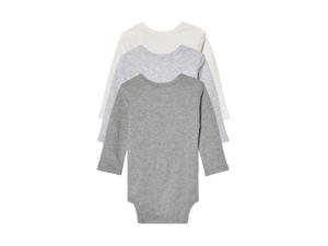 lupilu 3 baby rompers (Wit/grijs, 62/68)