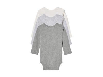 lupilu 3 baby rompers (Wit/grijs, 74/80)