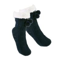 Fleece huissokken/slofsokken - kinderen - blauw - warme voering - comfortabel - gebereid