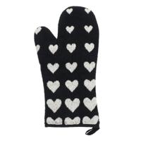Oven Glove Hearts Black