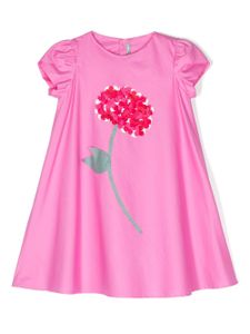 Il Gufo robe en coton à appliqués fleurs - Rose