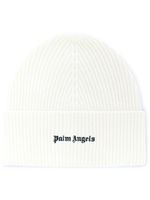 Palm Angels bonnet nervuré à logo brodé - Blanc - thumbnail