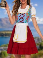 Oktoberfest Bavarian Traditional Beer Short Sleeve Floral Dress - thumbnail