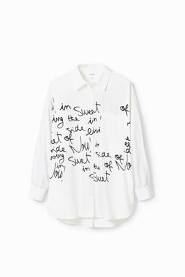 Oversized shirt met letters - WHITE - L/XL