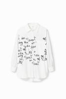 Oversized shirt met letters - WHITE - L/XL