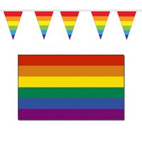 Regenboog pride vlaggen versiering set binnen/buiten 2-delig