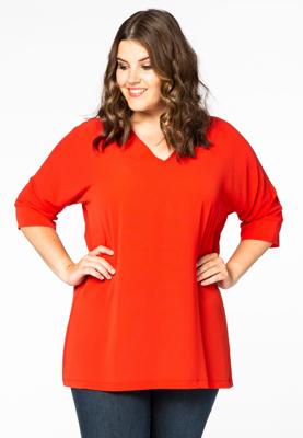 Yoek Wijde blouse v-hals | Rood | Maat 54/56